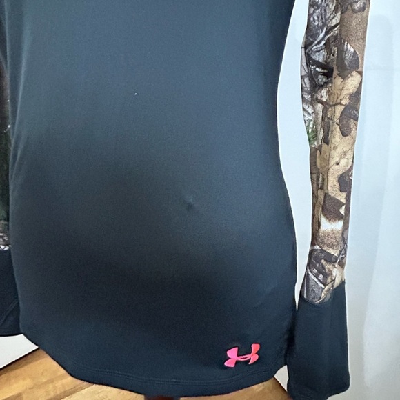 Under Armour Womens Top M Brown Camouflage Long Sleeve Heatgear Gaiter Neck - Picture 6 of 7